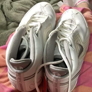 White Lace-Up Athletic Sneakers with Silver Accents